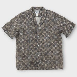 Paradise Style Hawaiian Shirt Mens Large Brown Cotton Short Sleeve Button Up